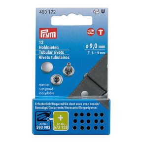 Nity kaletnicze dla grubości 6-9mm [12 sztuk | Ø 9 mm] | Prym – srebro metaliczny, 
