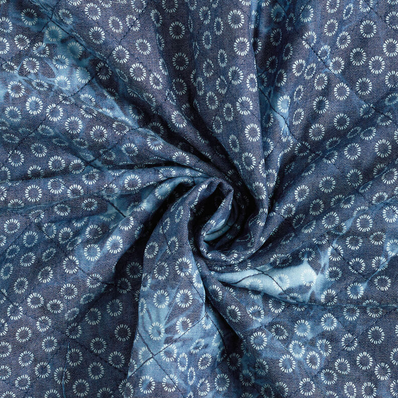 Tkanina pikowana chambray w batikowe kwiaty – dżins,  image number 4