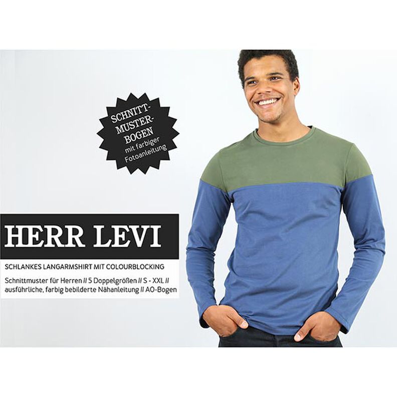 MĘŻCZYZNA LEVI koszula z długimi rękawami i blokami kolorów | Studio Przycięcie na wymiar | S-XXL,  image number 1