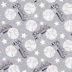 Dzianina dresowa pętelkowa French Terry bejsbol – srebro/biel, 