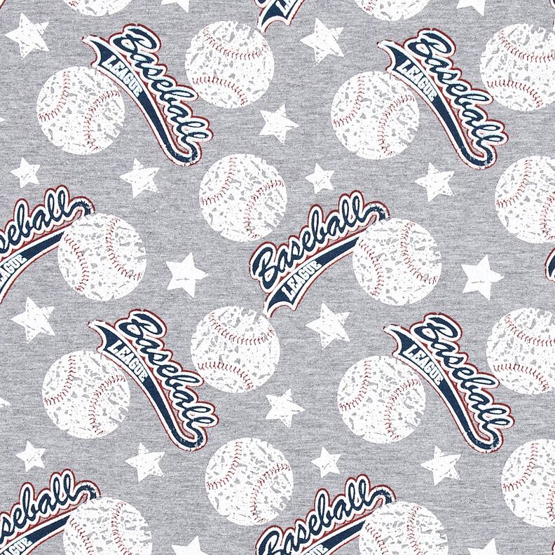 Dzianina dresowa pętelkowa French Terry bejsbol – srebro/biel,  image number 1