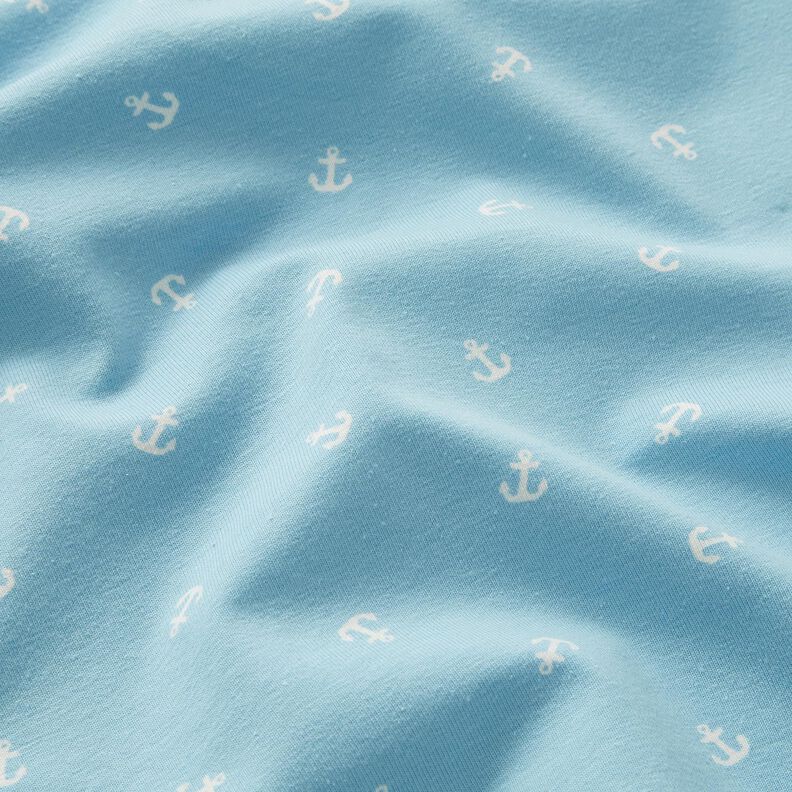 Dżersej bawełniany małe kotwice nadruk cyfrowy – jasnoniebieski,  image number 2
