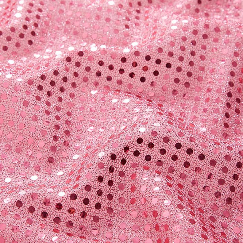Tkanina z cekinami w małe kropki – róż,  image number 2