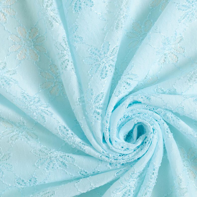 Koronka strecz w kwiaty – lodowy niebieski,  image number 3