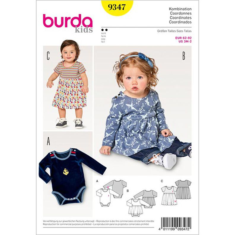 Sukienka niemowlęca | Body, Burda 9347 | 62 - 92,  image number 1