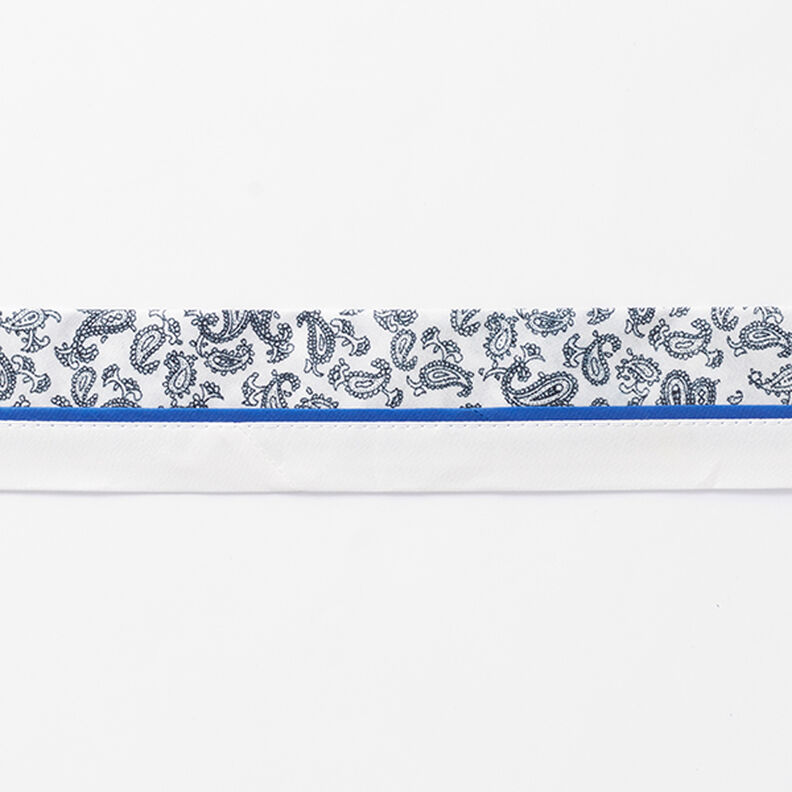 Taśma ze wzorem paisley [42 mm] – biel/błękit,  image number 2