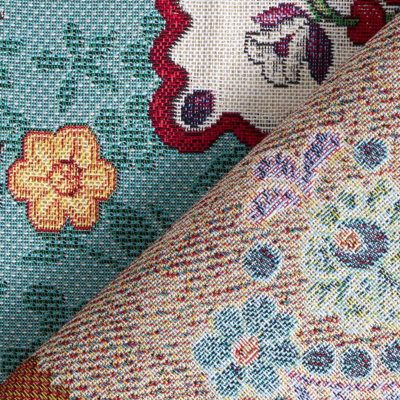 Tkanin dekoracyjna Gobelin patchwork dżinsowy – jasnobeżowy/dżins, image number 4
