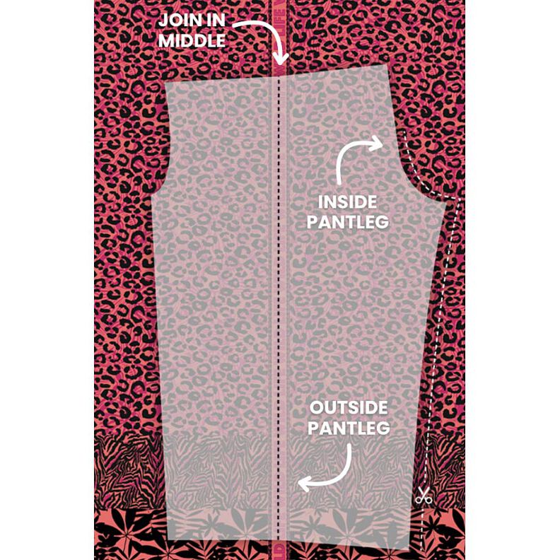 Wiskoza Woal Bordiura ze wzorem panterki i kwiatów Panel – pink/pomarańcza,  image number 9