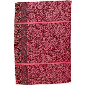 Wiskoza Woal Bordiura ze wzorem panterki i kwiatów Panel – pink/pomarańcza, 