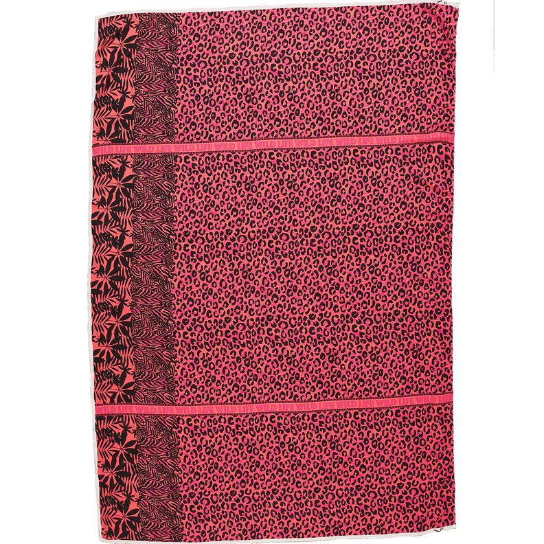 Wiskoza Woal Bordiura ze wzorem panterki i kwiatów Panel – pink/pomarańcza,  image number 1