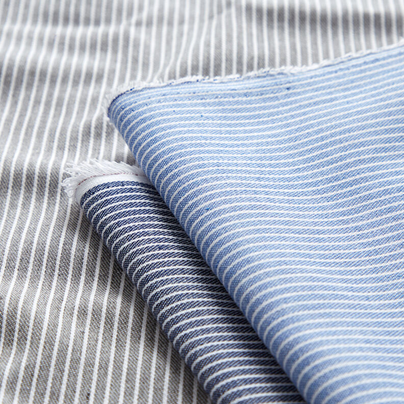 Tkanina na bluzki Mieszanka bawełny paski – jasnoniebieski/biel,  image number 5