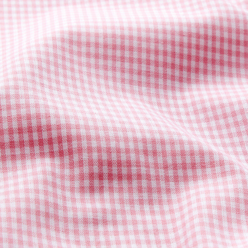 Tkanina bawełniana Kratka Vichy 0,2 cm – róż/biel,  image number 2