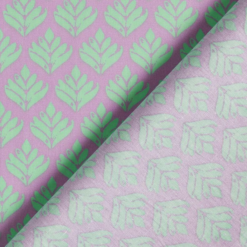 Bawełna powlekana abstrakcyjne wachlarze – pastelowy fiolet/miętowy,  image number 4