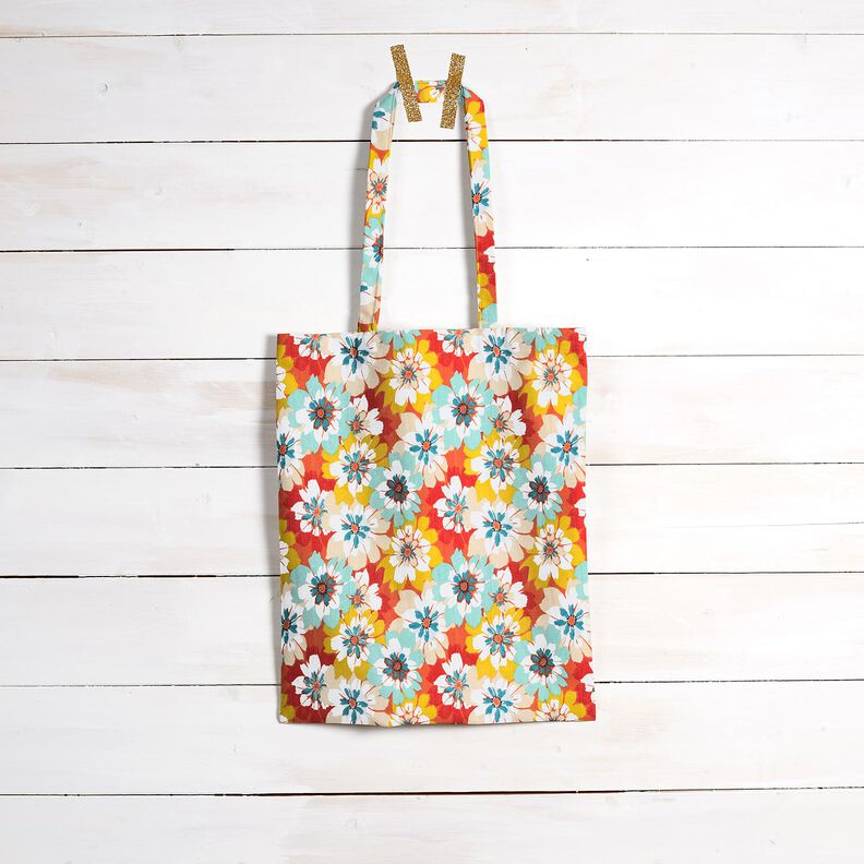 Bawełna powlekana wiosenne kwiaty – miętowy/terakota,  image number 8