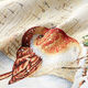 Element dekoracyjny gobelin rudzik z nutami – biel,  thumbnail number 2