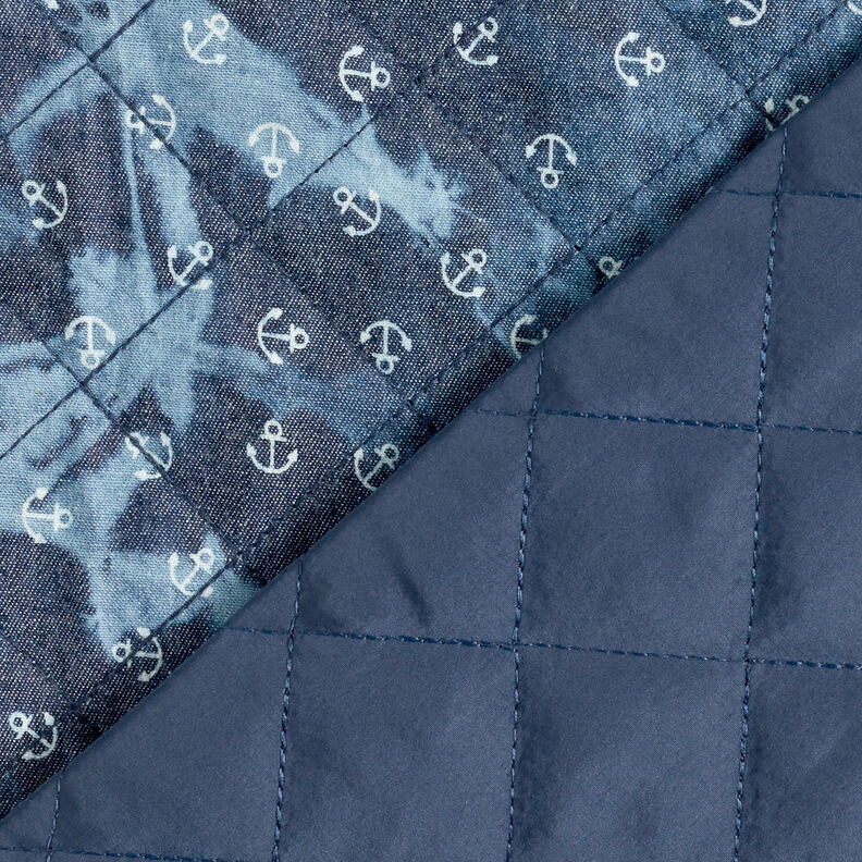 Tkanina pikowana chambray, batik w kotwice – dżins,  image number 5