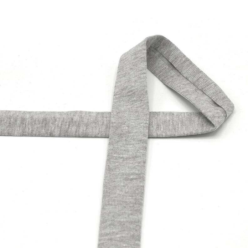 Taśma skośna Dżersej bawełniany Melanż [20 mm] – jasnoszary,  image number 2