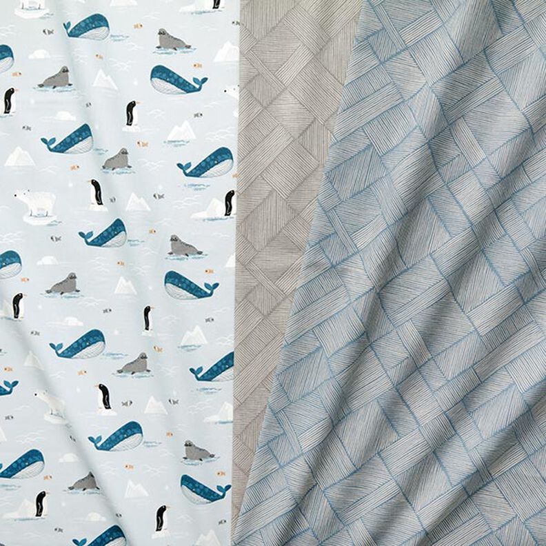 Tkanin dekoracyjna Half panama zwierzęta w lodowej krainie – błękit/biel,  image number 5