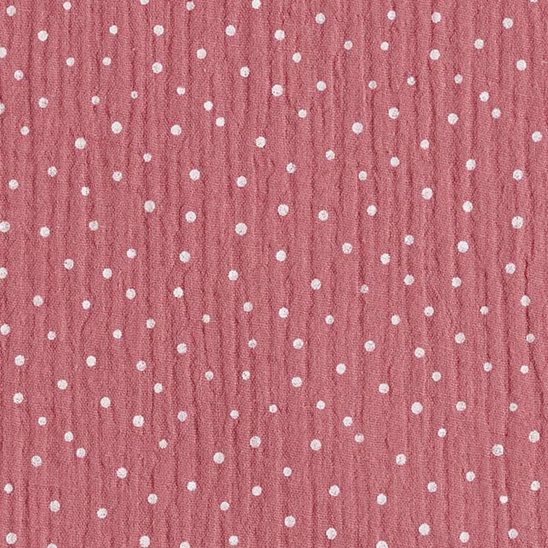 Muślin / Tkanina double crinkle kropeczki – stary róż/biel,  image number 1