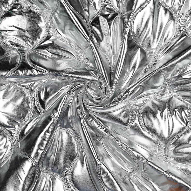 Tkanina pikowana linie serpentynowe – srebrny metaliczny, image number 3