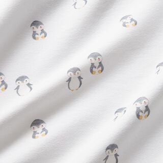 Dżersej bawełniany słodki pingwin nadruk cyfrowy – biel, 