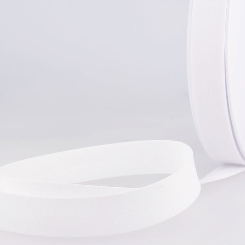 Taśma skośna Polycotton [20 mm] – biel,  image number 1