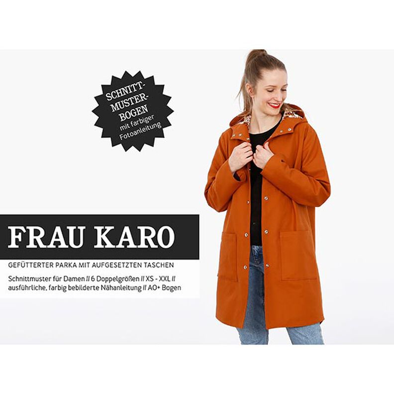 FRAU KARO – parka z podszewką, kapturem i naszywanymi kieszeniami, Studio Schnittreif  | XS -  XXL,  image number 1