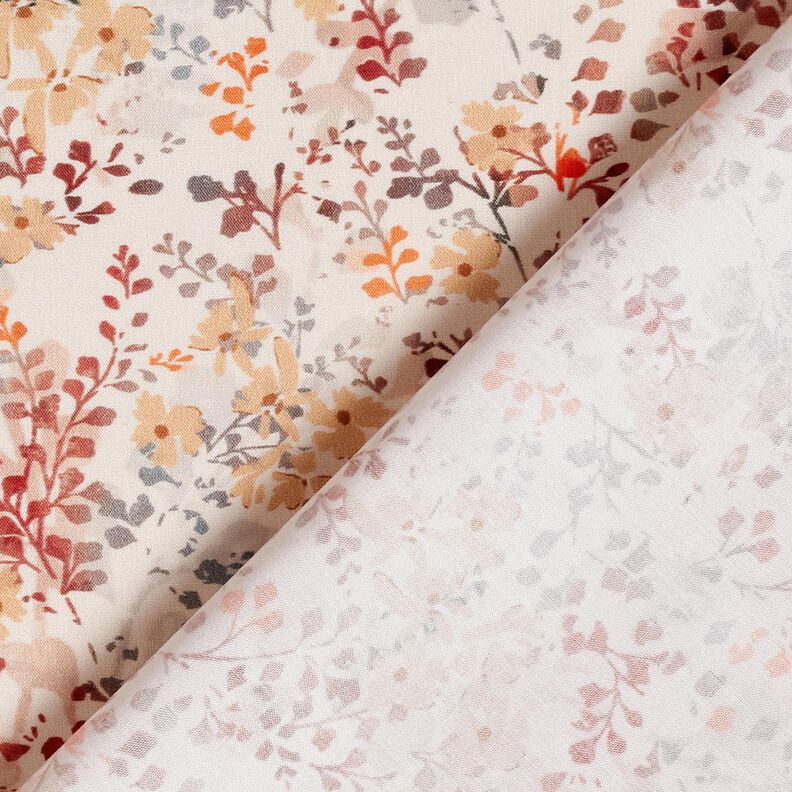 Popelina bawełniana drobne jesienne gałązki | Katia Fabrics – naturalny/czerwień karminowa, image number 4