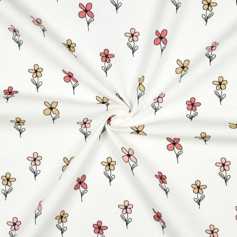 Dżersej wafel kwiaty | Poppy Fabrics – kość słoniowa/brzoskwinia,  image number 3