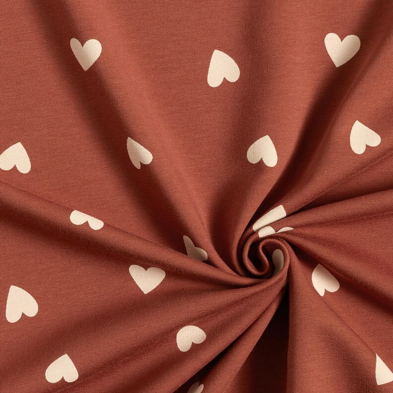 Dzianina dresowa p?telkowa French Terry rozproszone serca &ndash; ciemnoczerwony,  image number 3