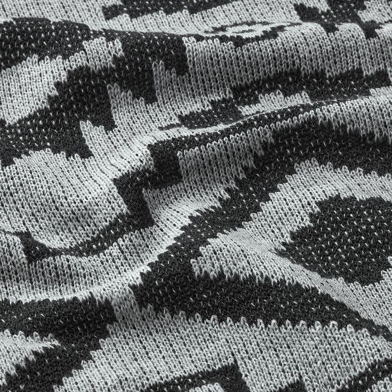 Dzianina swetrowa we wzór Ikat – szary/czerń,  image number 2