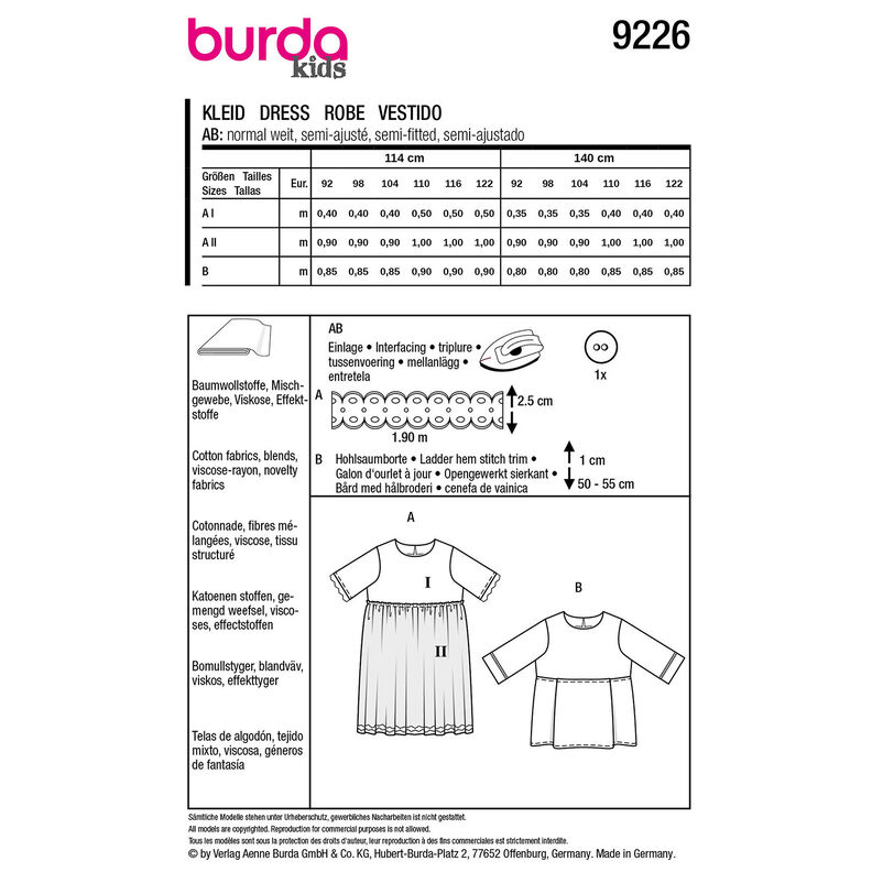 Sukienka | Burda 9226 | 92-122,  image number 9