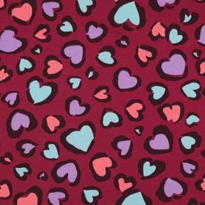 Dzianina dresowa drapana kolorowe serca | Poppy Fabrics – malinowy, 