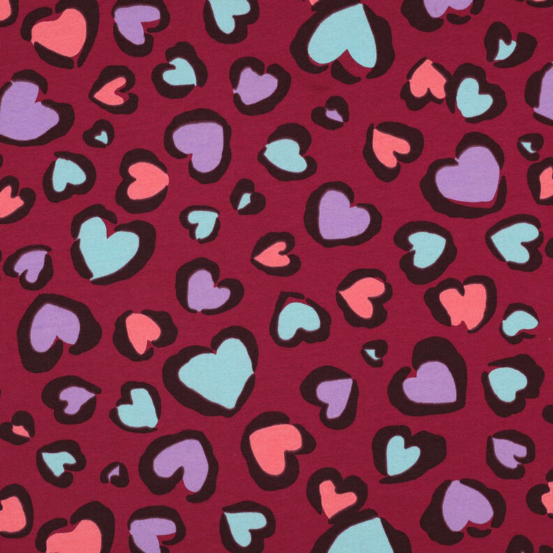 Dzianina dresowa drapana kolorowe serca | Poppy Fabrics – malinowy,  image number 1