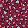 Dzianina dresowa drapana kolorowe serca | Poppy Fabrics – malinowy,  thumbnail number 1