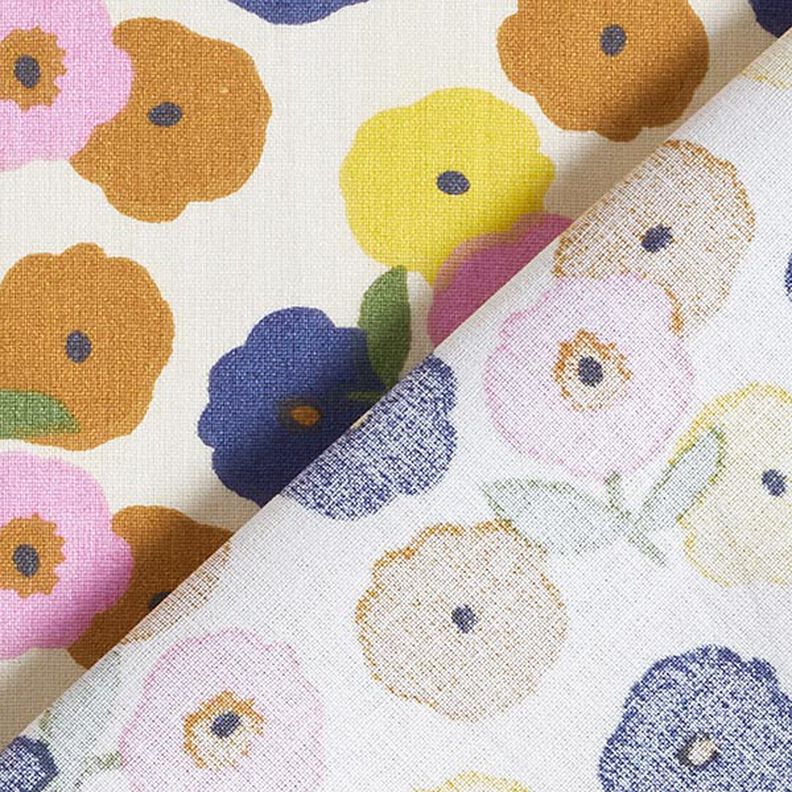 Tkanina bawełniana Kreton okrągłe kwiaty – krem/pastelowy beż,  image number 4