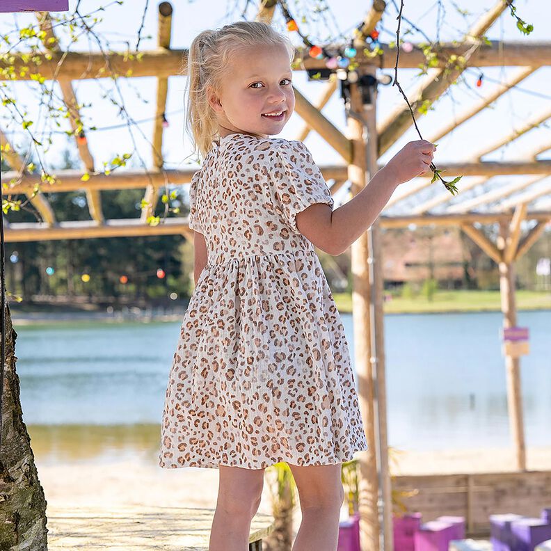 Muślin / Tkanina double crinkle akwarelowy lew nadruk cyfrowy &ndash; kość słoniowa,  image number 6