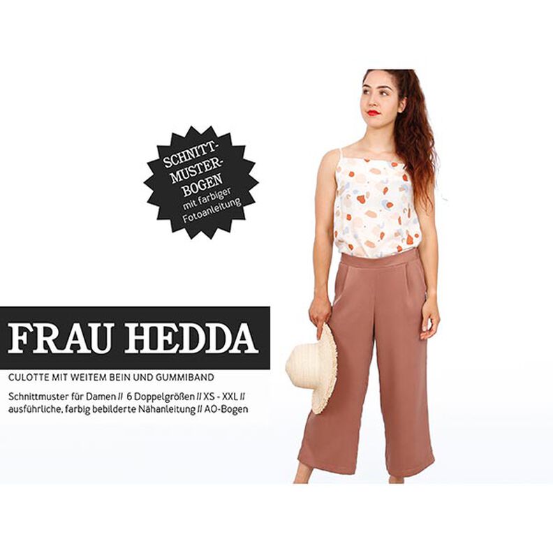 FRAU HEDDA – spodnie kuloty z szeroką nogawką i gumką w pasie, Studio Schnittreif  | XS -  XXL,  image number 1