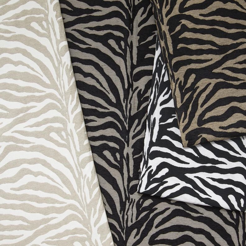 Tkanina tapicerska Żakard zebra – biel/czerń,  image number 5