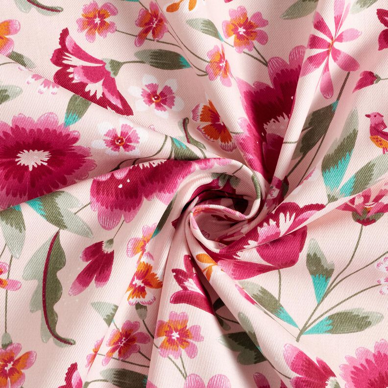 Tkanin dekoracyjna Diagonal bawełniany wiosenne kwiaty – różowy/malinowy,  image number 3