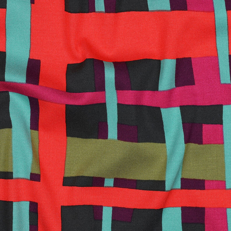 Tkanina wiskozowa stretch Line Layers | Nerida Hansen – merlot/pomarańcza, image number 2
