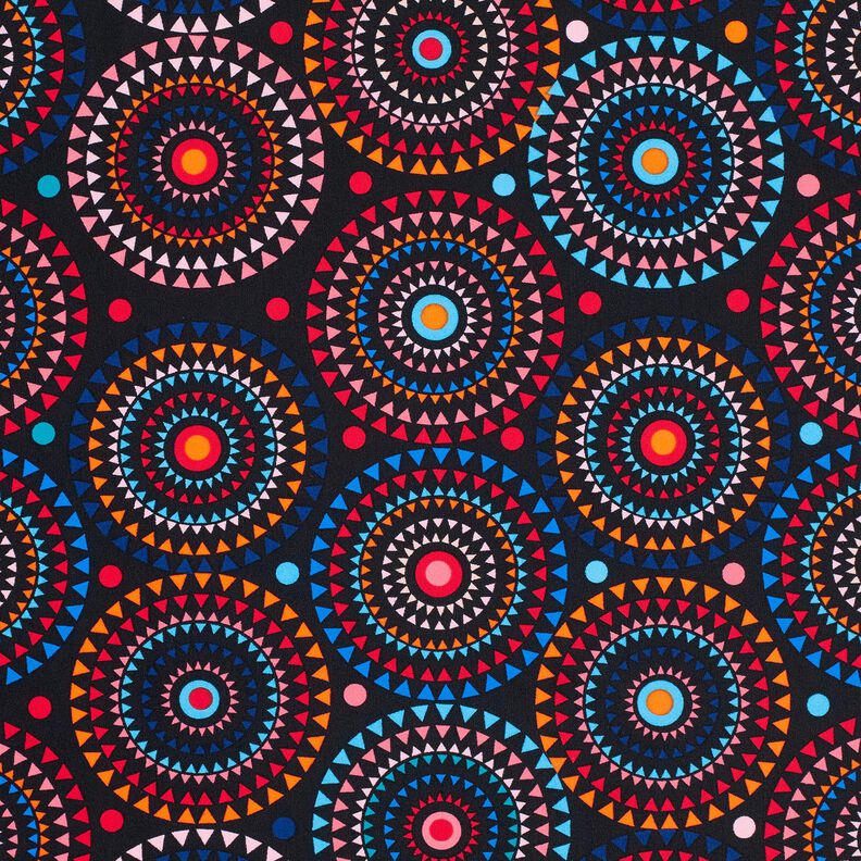 Materiał na kostiumy kąpielowe mandala – czarnoniebieski/ognista czerwień | Resztka 100cm, image number 6