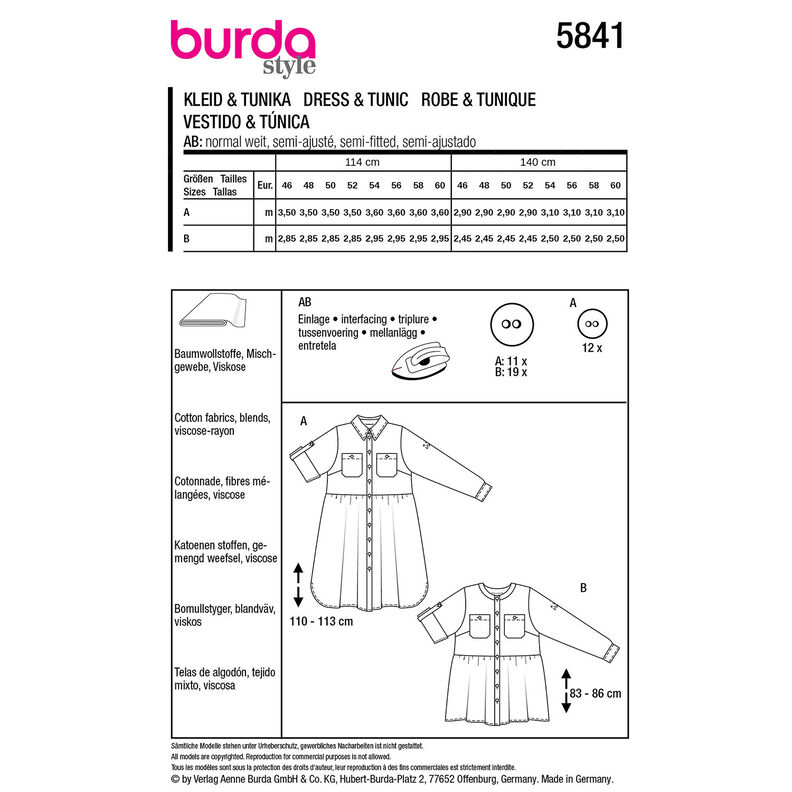 Plus-Size Sukienka / Tunika | Burda 5841 | 46-60,  image number 9