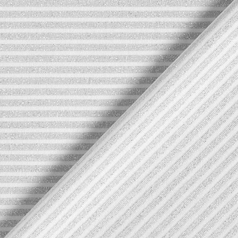 Dżersej w wąskie, błyszczące paski – biel/srebrny metaliczny, image number 5