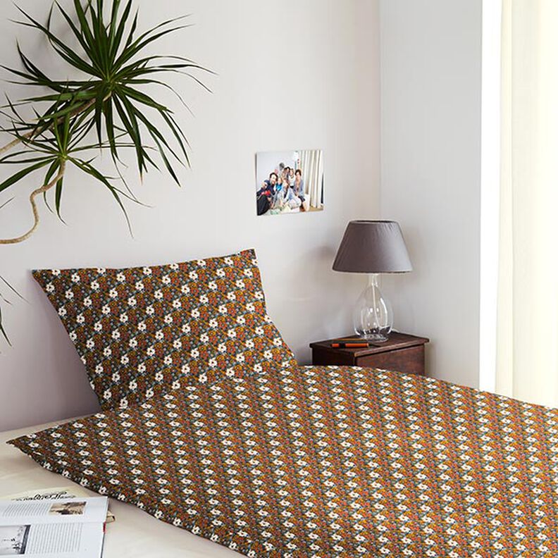 Tkanina bawełniana Kreton kwiaty retro – karmelka,  image number 8