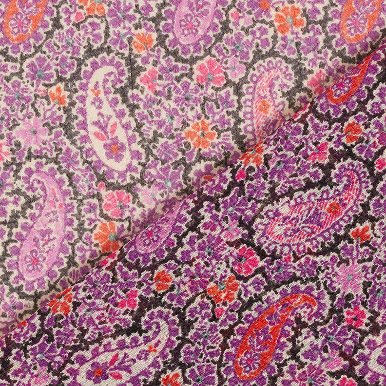 Krepa szyfonowa ze wzorem paisley – czerwona lilia,  image number 4