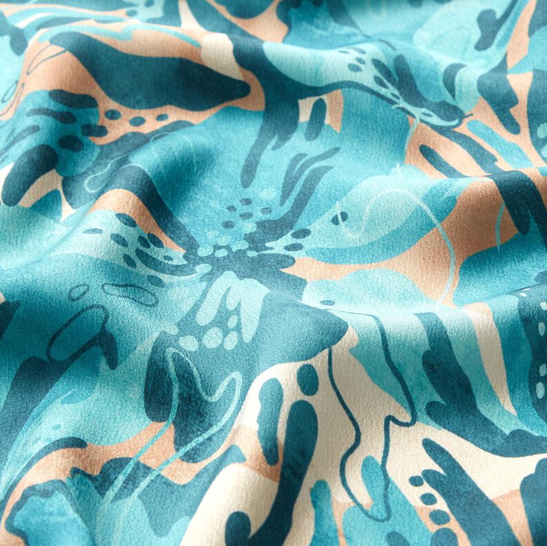 Satyna krepowa w rośliny morskie – turkus/cynamon,  image number 2