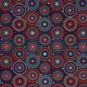 Materiał na kostiumy kąpielowe mandala – czarnoniebieski/ognista czerwień | Resztka 100cm, 