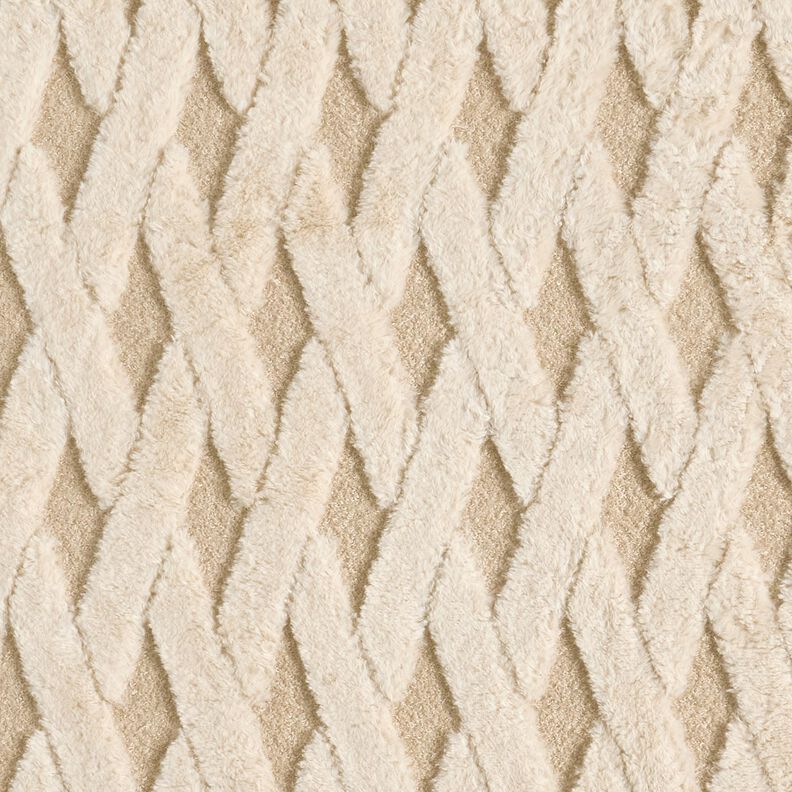 Sztuczne futerko Tkanina bouclé romby – piasek/naturalny, image number 1