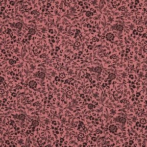 Muślin / Tkanina double crinkle dwukolorowe kwiaty  | Poppy Fabrics – ciemny brudny róż/czerń, 